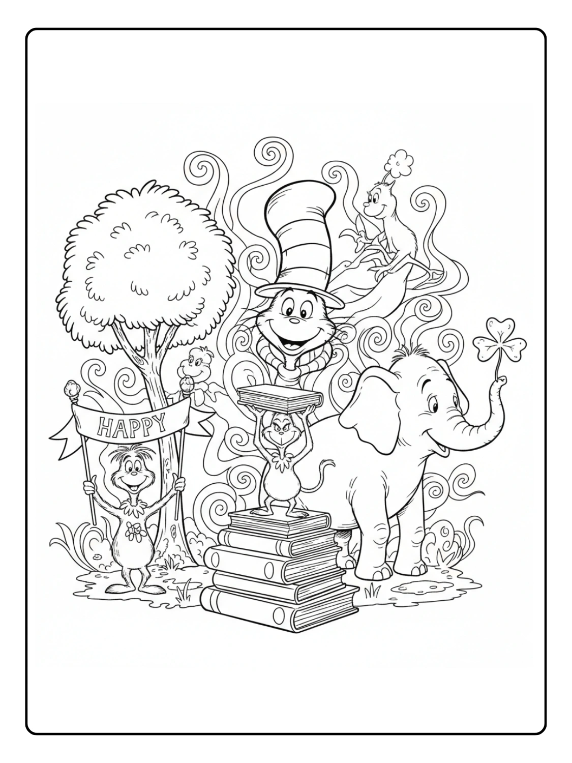 Happy Birthday Dr Seuss Coloring Pages Free PDF