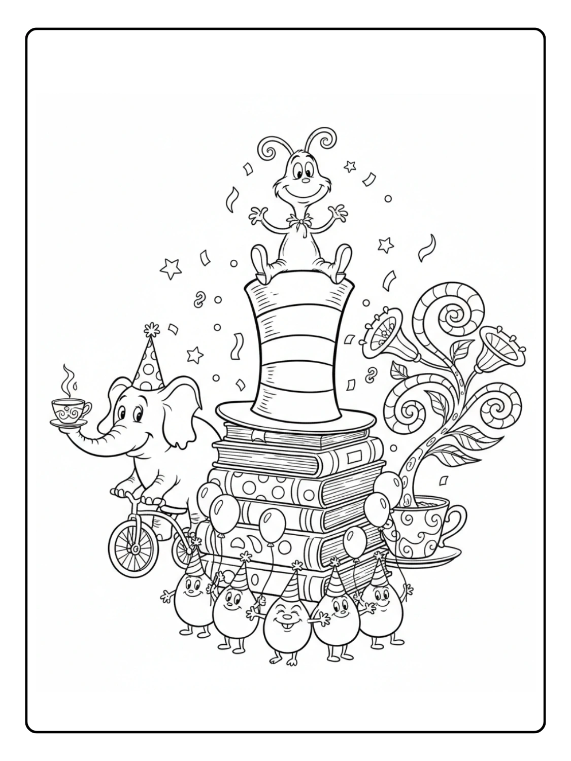 Happy Birthday Dr Seuss Coloring Pages for Teachers